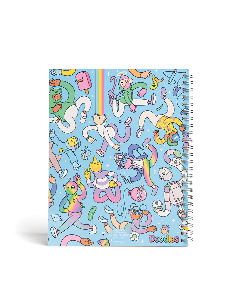 CAMP x Doodles Journal featuring a colorful, playful design, ideal for writing and drawing. Back.