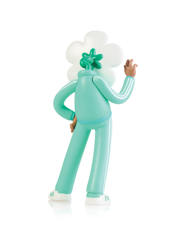 Deysi Vinyl figure in custom adidas Originals tracksuit and Superstar shoes, a collaboration between Doodles and adidas Originals. Back.